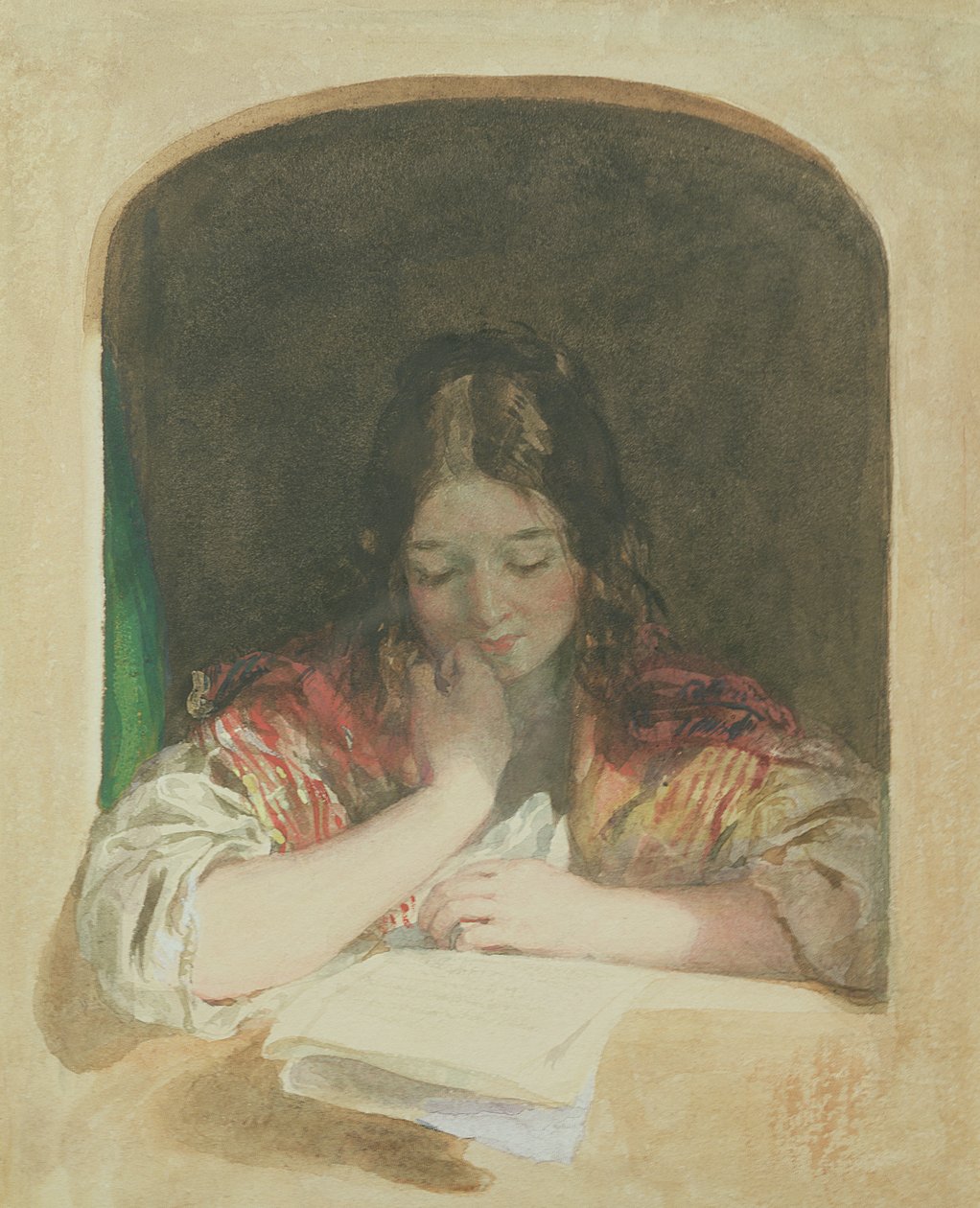 Meisje Leest bij een Raam, 19e eeuw door Karoly or Charles Brocky