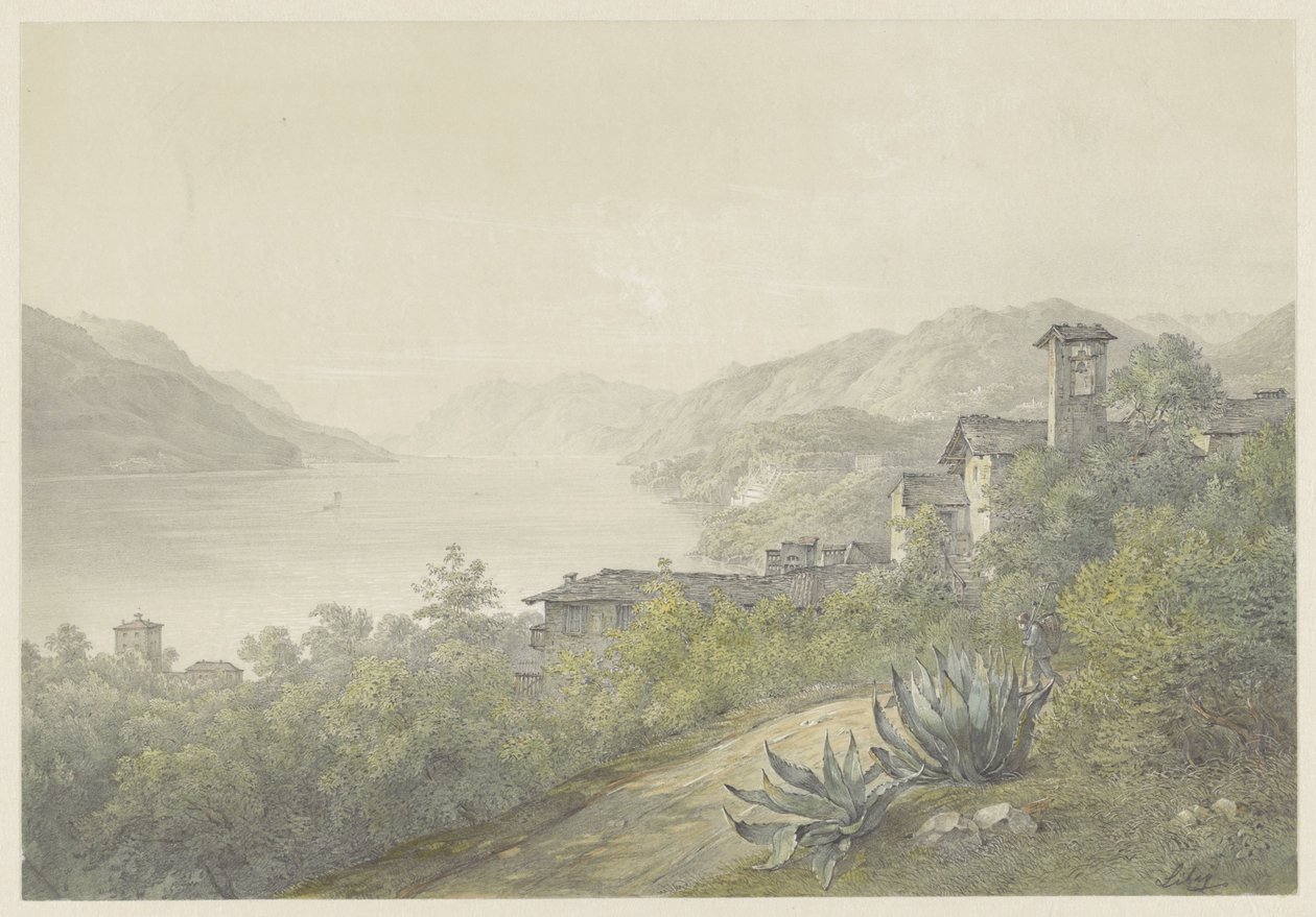 Gezicht vanuit het park van Bellagio, aan het Comomeer door Karoly Lajos Libay