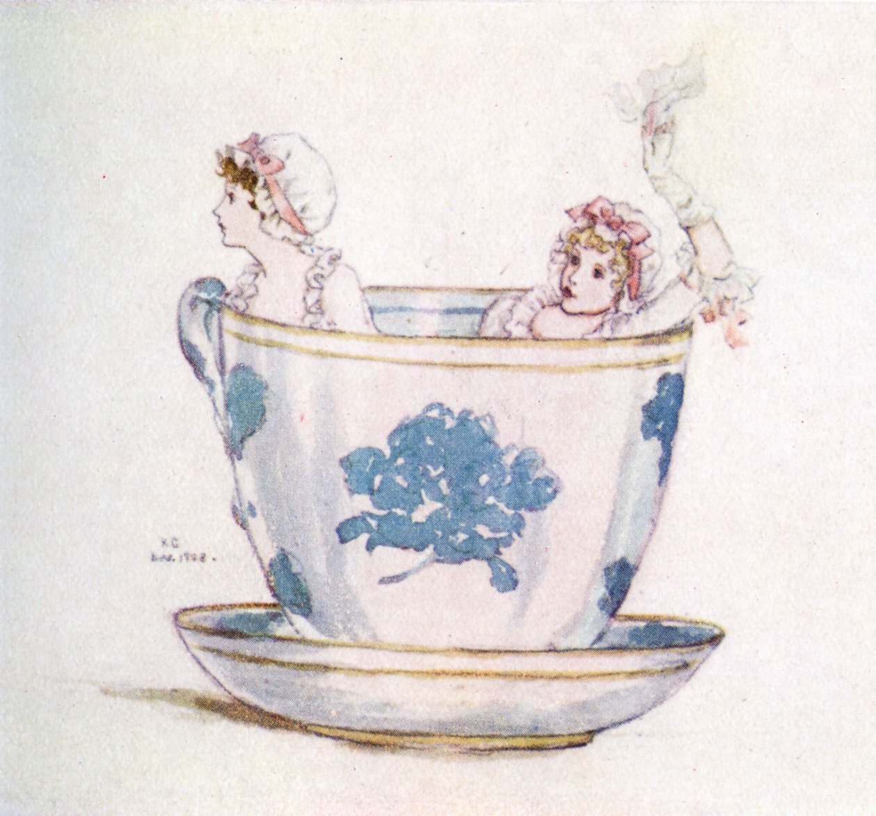 Een kalmte in een theekopje door Kate Greenaway door Kate Greenaway