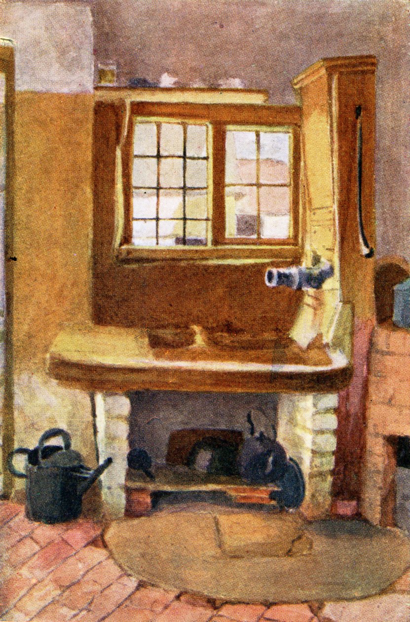 De keukenpomp, Rolleston door Kate Greenaway door Kate Greenaway
