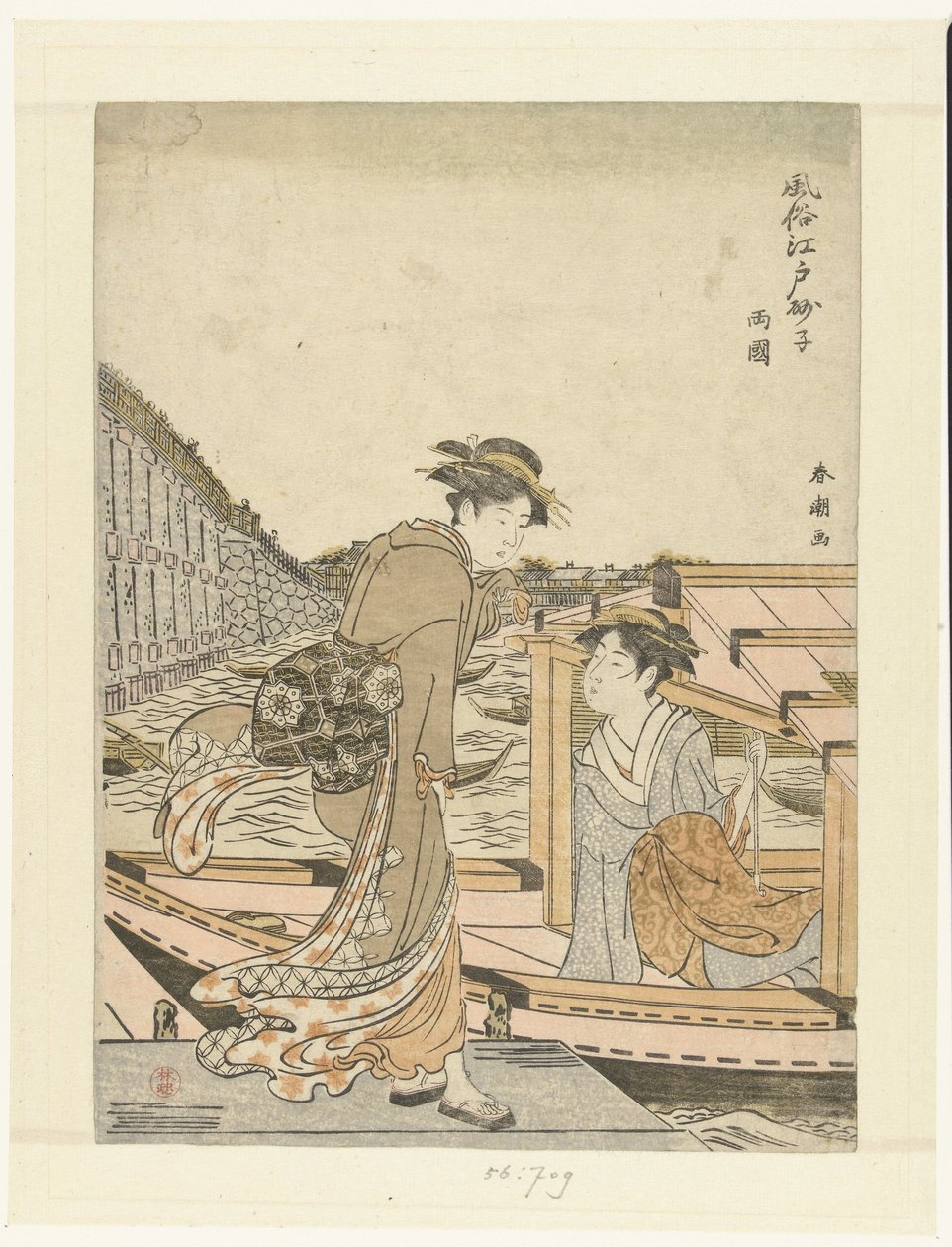 Bij de Ryogoku brug door Katsukawa Shuncho