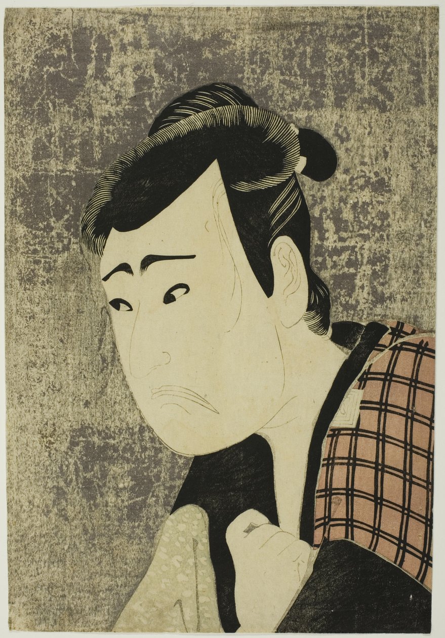 Portret van de buste van de acteur Ichikawa Yaozo III als Tanabe Bunzo in het toneelstuk Hana-ayame Bunroku Soga (Bloeiende Iris: Soga Vendetta van het Bunroku Tijdperk), opgevoerd in het Miyako Theater vanaf de vijfde dag van de vijfde maand, 1794. door Katsukawa Shun