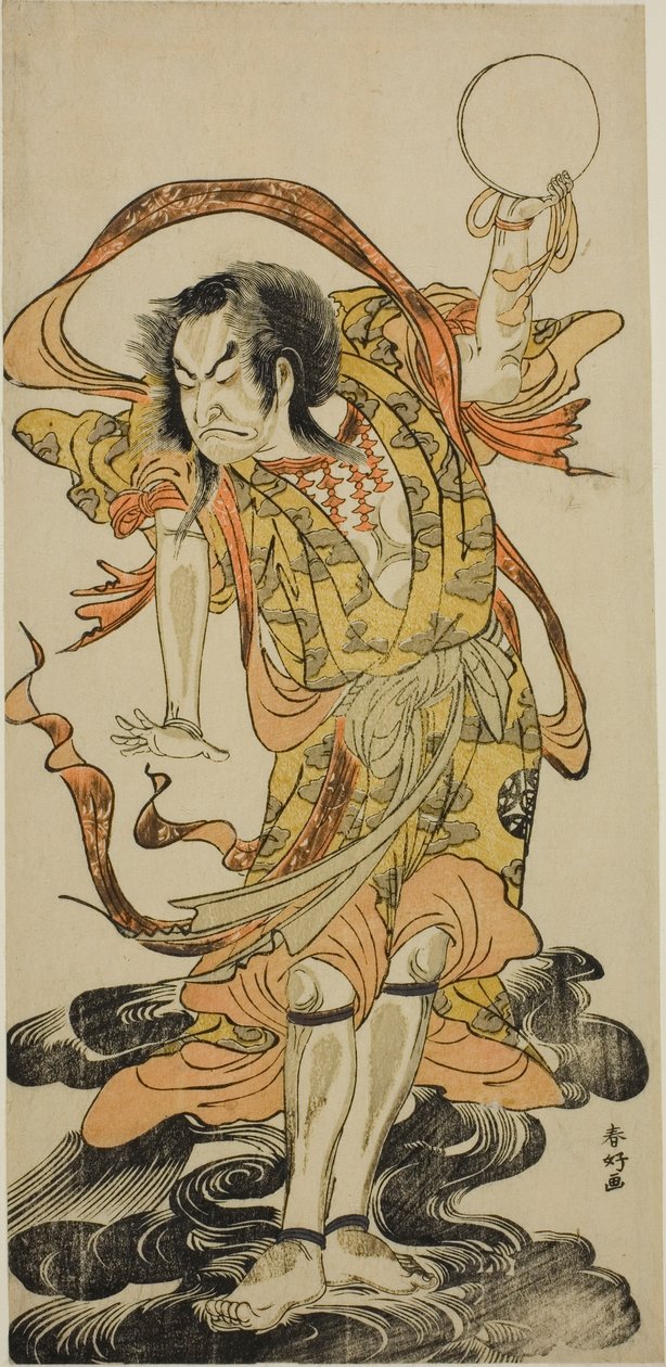 De acteur Nakamura Nakazo I als Toyose Saburozaemon Kageaki in het toneelstuk Hono Nitta Daimyojin, opgevoerd in het Morita Theater in de zevende maand, 1777 door Katsukawa Shunkо̄