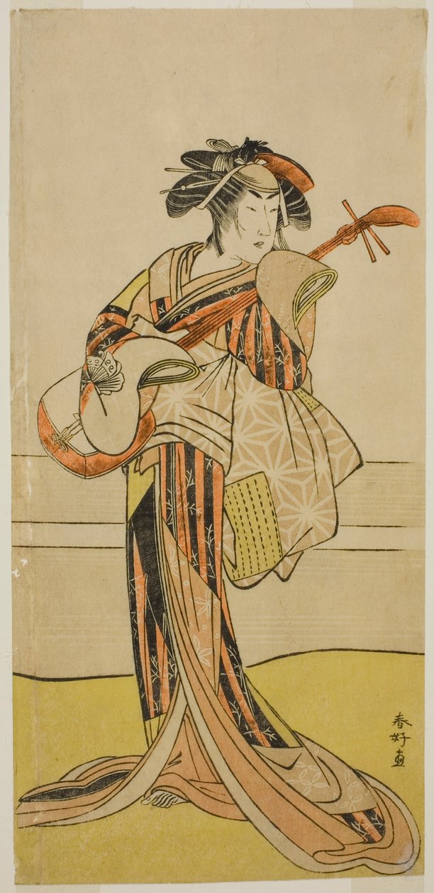 De acteur Yamashita Mangiku I als Osan in het toneelstuk Kitekaeru Nishiki no Wakayaka, Opgevoerd in het Nakamura Theater in de Elfde Maand, 1780 door Katsukawa Shunkо̄
