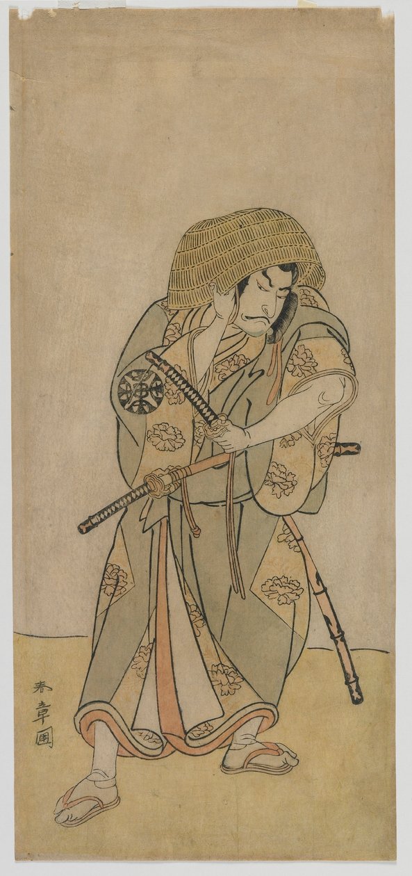 Kabuki Acteur Nakamura Nakazo I als een Samoerai in Vermomming, Edo periode, midden 1770s door Katsukawa Shunsho