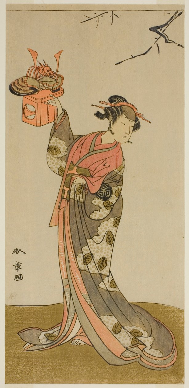 De acteur Arashi Hinaji I als Hananoi in het stuk Gosho-zakura Horikawa Youchi, uitgevoerd in het Ichimura Theater in de vierde maand, 1773 door Katsukawa Shunsho