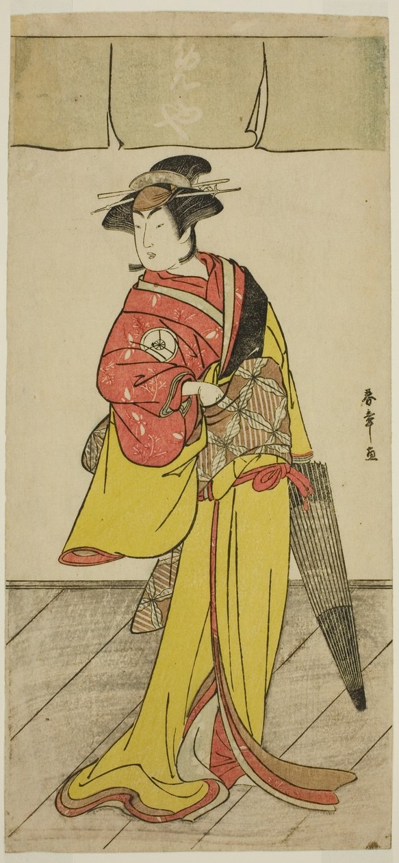 De acteur Iwai Hanshiro IV als Osuwa in het stuk Koi no Yosuga Kanagaki Soga, uitgevoerd in het Ichimura Theater in de vierde maand, 1789 door Katsukawa Shunsho