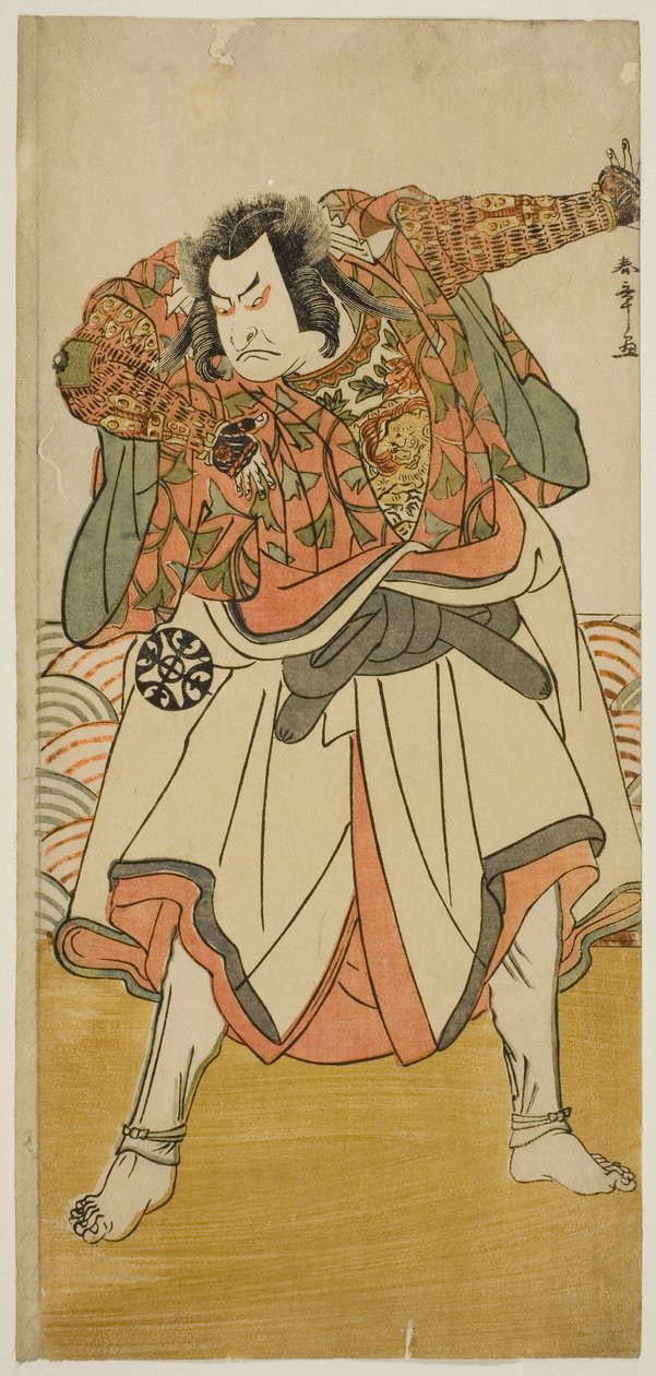 De Acteur Nakamura Nakazo I als Chinzei Hachiro Tametomo Vermomd als Ascetische Monnik, in het Toneelstuk Kitekaeru Nishiki no Wakayaka, Opgevoerd in het Nakamura Theater in de Elfde Maand, 1780 door Katsukawa Shunsho