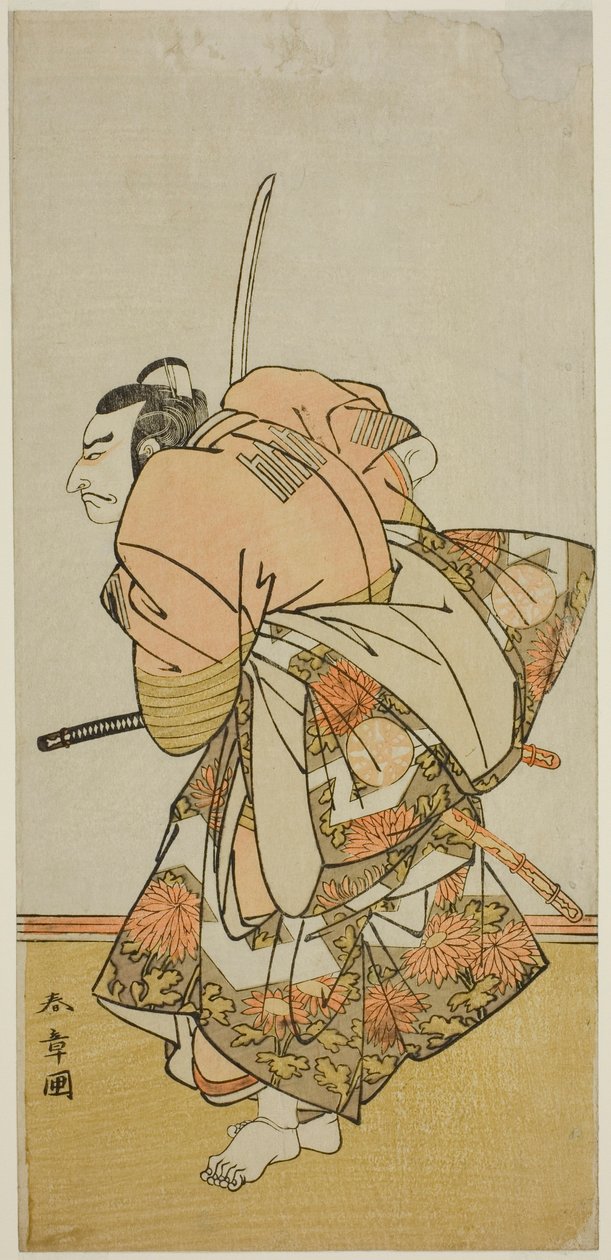 De acteur Nakamura Nakazo I als Chinzei Hachiro Tametomo in het stuk Hana-zumo Genji Hiiki, uitgevoerd in het Nakamura Theater in de elfde maand, 1775 door Katsukawa Shunsho