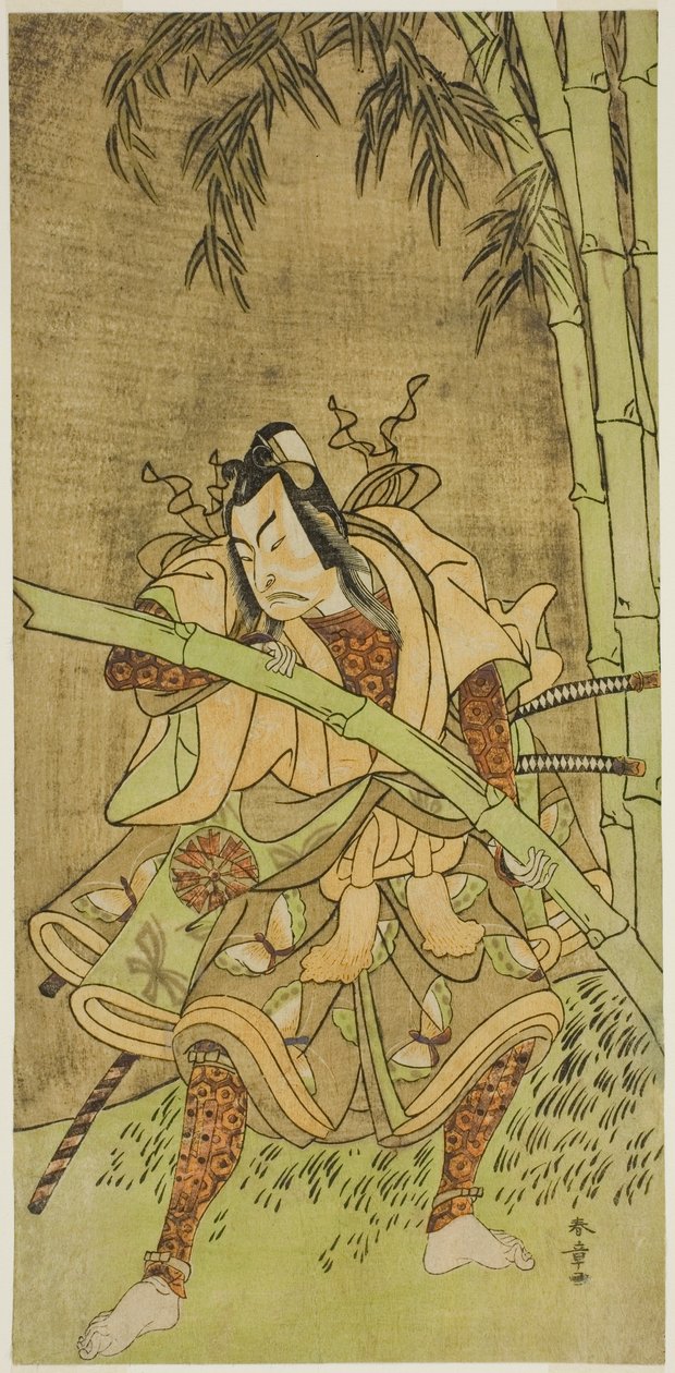 De acteur Nakamura Tomijuro I als Takenuki Goro in het stuk Eho Soga Nen-nen-goyomi, uitgevoerd in het Morita Theater in de eerste maand, 1771 door Katsukawa Shunsho