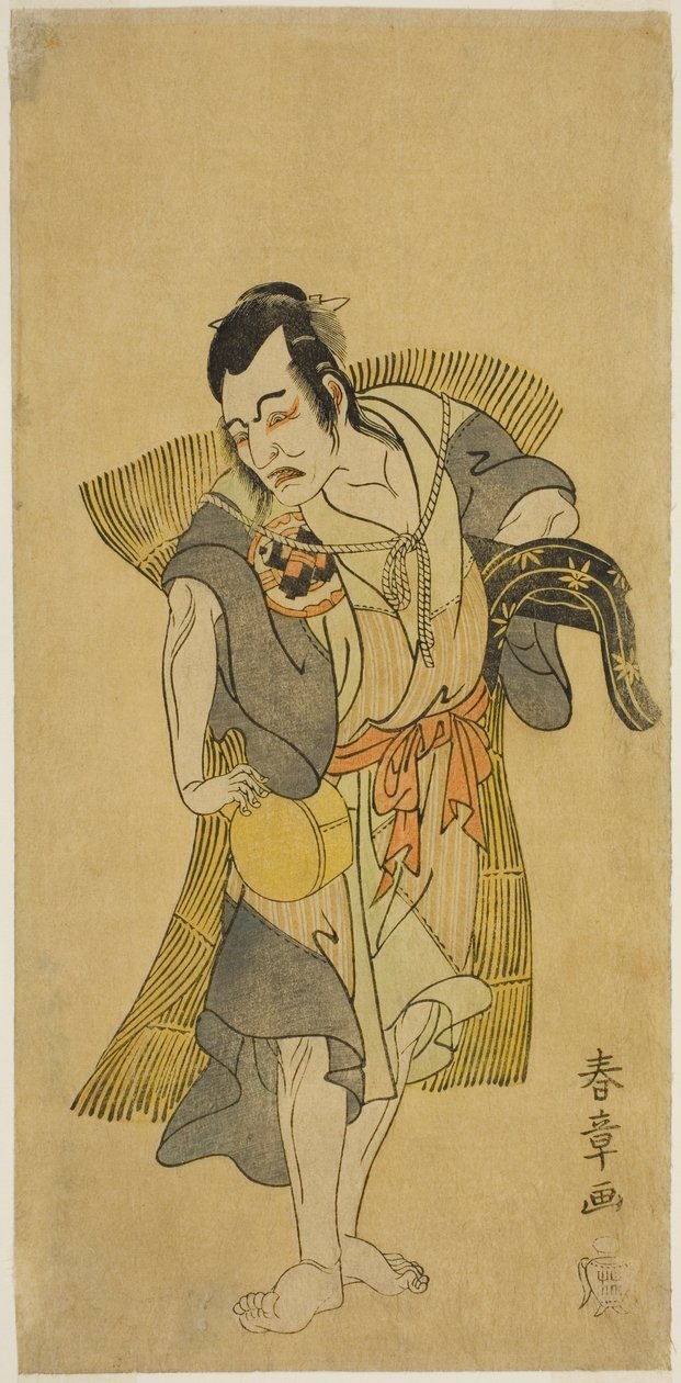 De Acteur Nakamura Utaemon I als Kudo Suketsune Vermomd als Bedelaar in het Stuk Soga Moyo Aigo no Wakamatsu, Opgevoerd in het Nakamura Theater in de Eerste Maand, 1769 door Katsukawa Shunsho