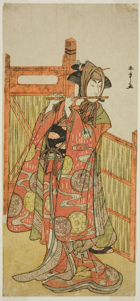 De Acteur Segawa Kikunojo III als Kojoro-gitsune vermomd als de Bloemist Okiku in het stuk Mure Takamatsu Yuki no Shirahata, Uitgevoerd in het Ichimura Theater in de elfde maand, 1780 door Katsukawa Shunsho