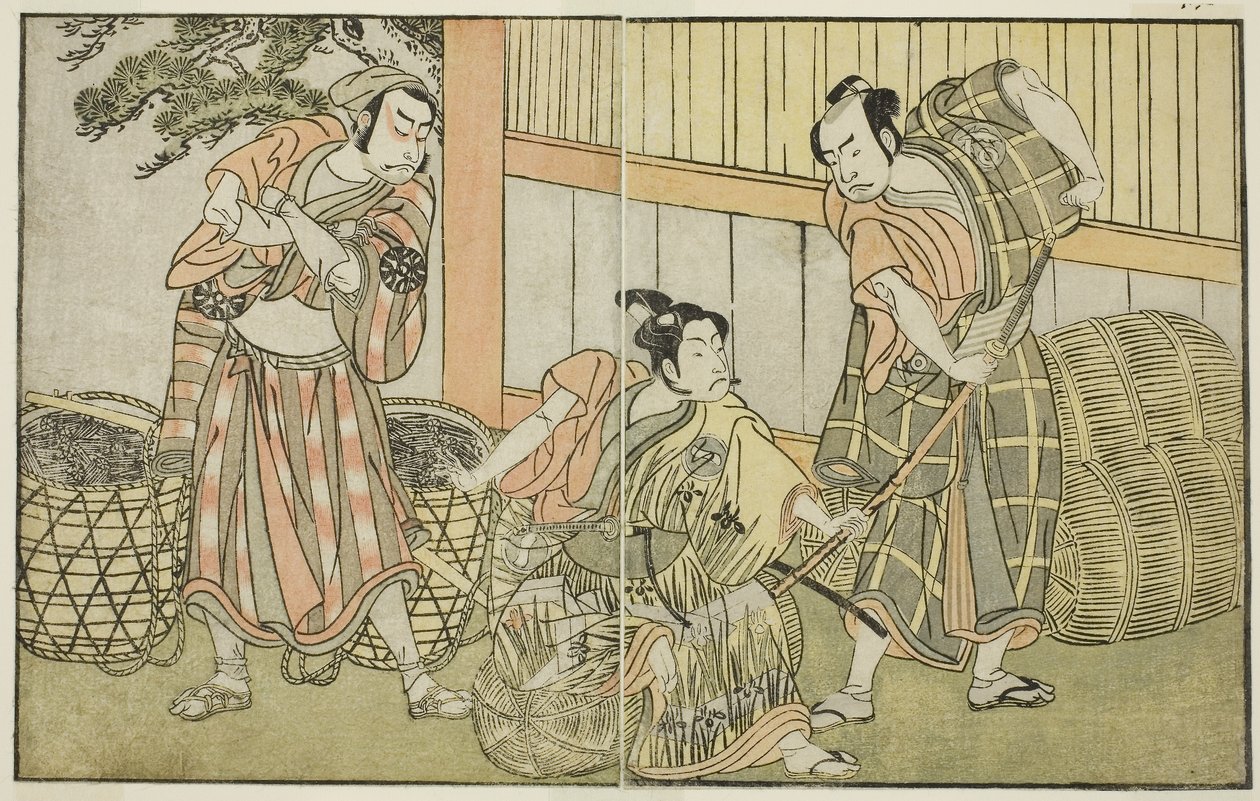 Het toneelstuk Kuni no Hana Ono no Itsumoji, uitgevoerd in het Nakamura Theater in de elfde maand, c.1772 door Katsukawa Shunsho