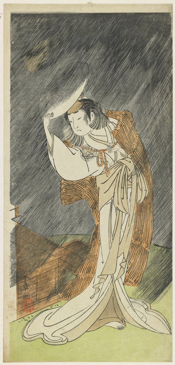 Yamashita Kinsaku II als de Dame Asaka door Katsukawa Shunsho