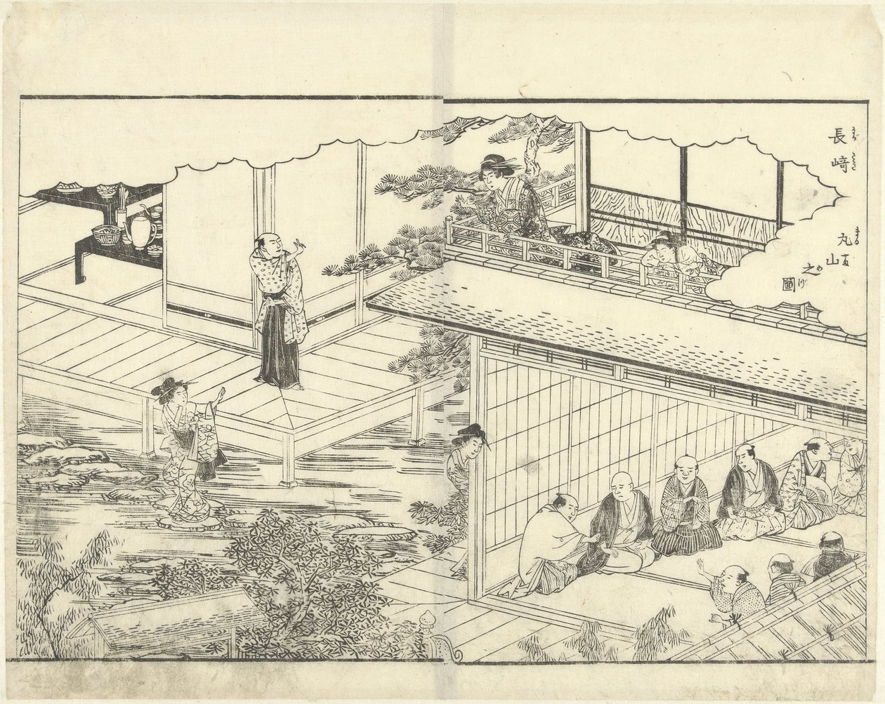 Maruyama in Nagasaki door Katsukawa Shuntei