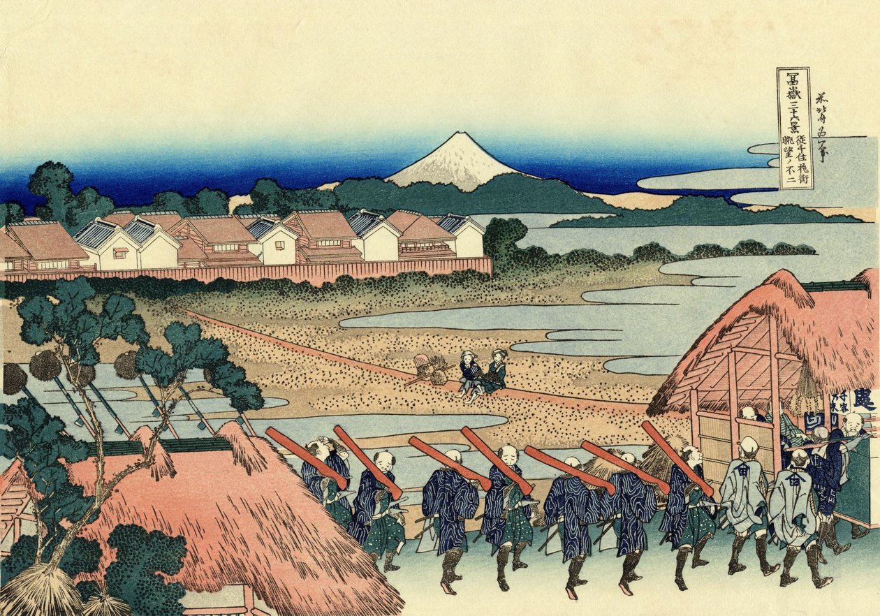 Zicht op de Fuji vanaf de Chiyoda-kasernestraat door Katsushika Hokusai