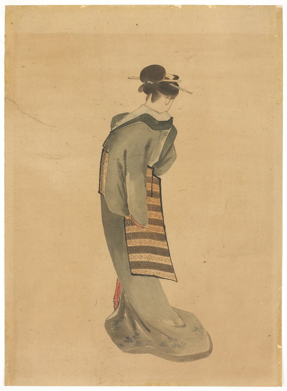 Staande Schoonheid (achteraanzicht) door Katsushika (school of) Hokusai