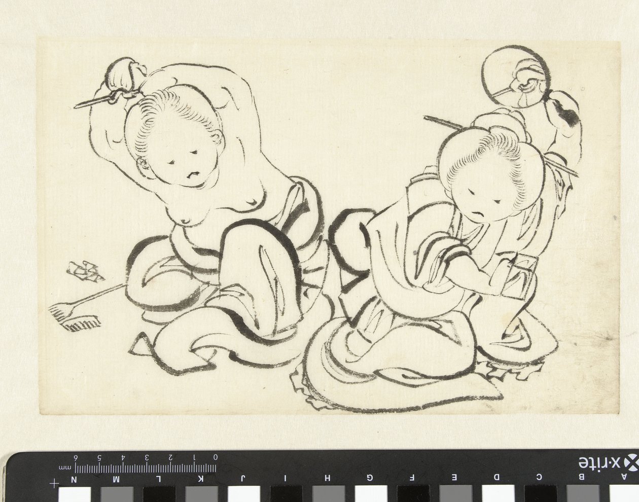 Twee vrouwen die zich kappen door attributed to Katsushika Hokusai