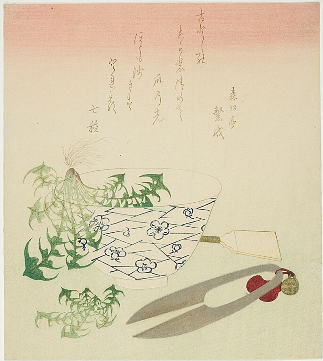 Paardenbloemen voor het nieuwe jaar door Katsushika Hokusai