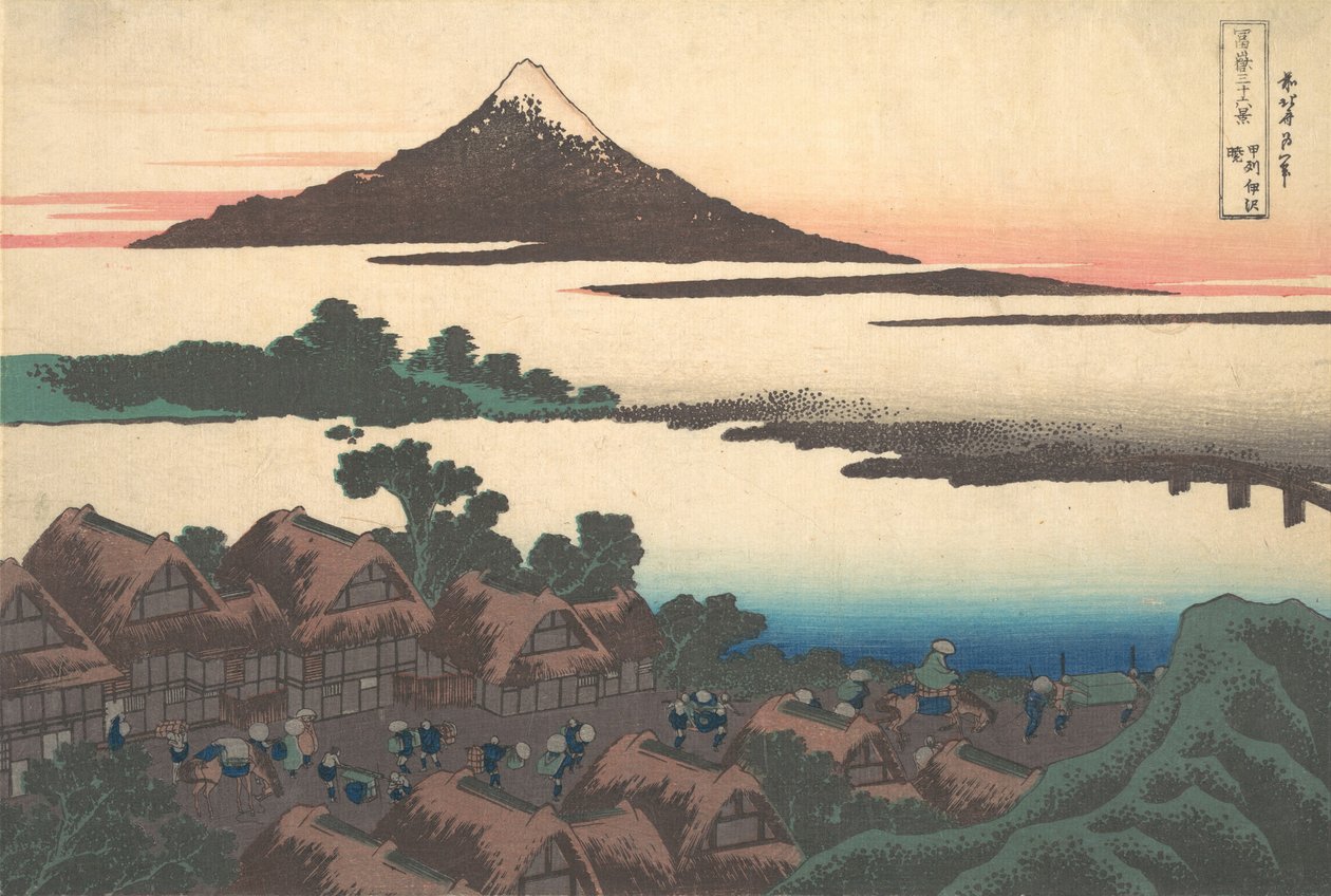 Dageraad bij Isawa in de provincie Kai, uit de serie Zesendertig..., ca. 1830-32 door Katsushika Hokusai
