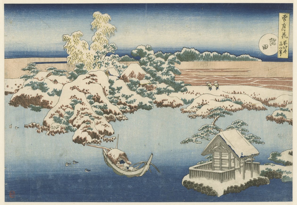 De Sumida rivier in sneeuw | Katsushika Hokusai