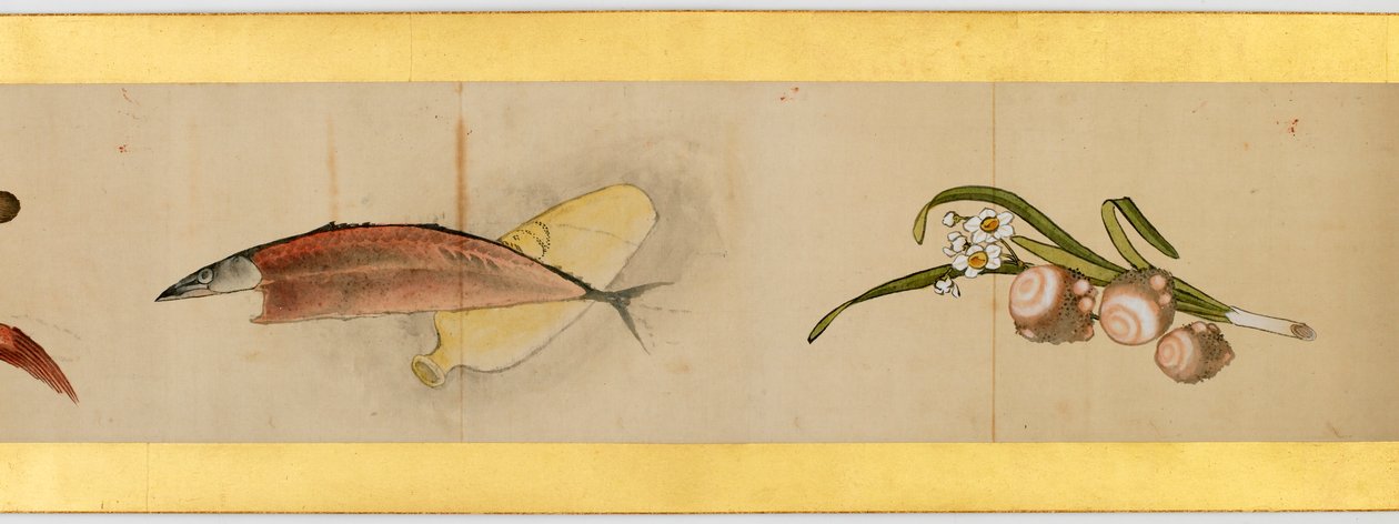 Detail van Handrol met Diverse Beelden, Edo Periode door Katsushika Hokusai