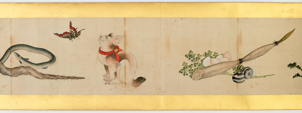 Detail van Handrol met Diverse Beelden, Edo Periode door Katsushika Hokusai