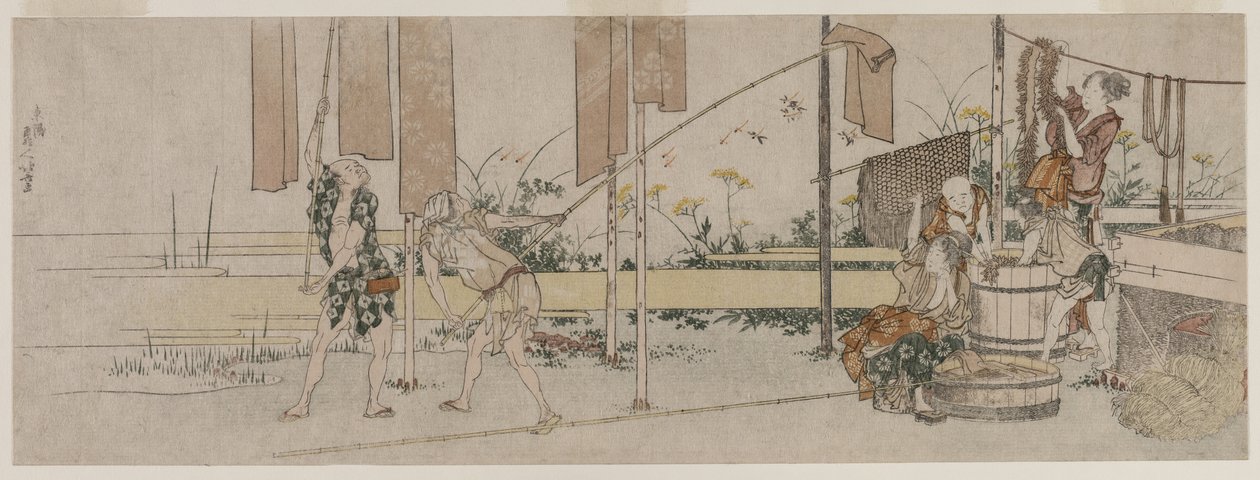Ververijen aan het werk, ca. 1800 door Katsushika Hokusai