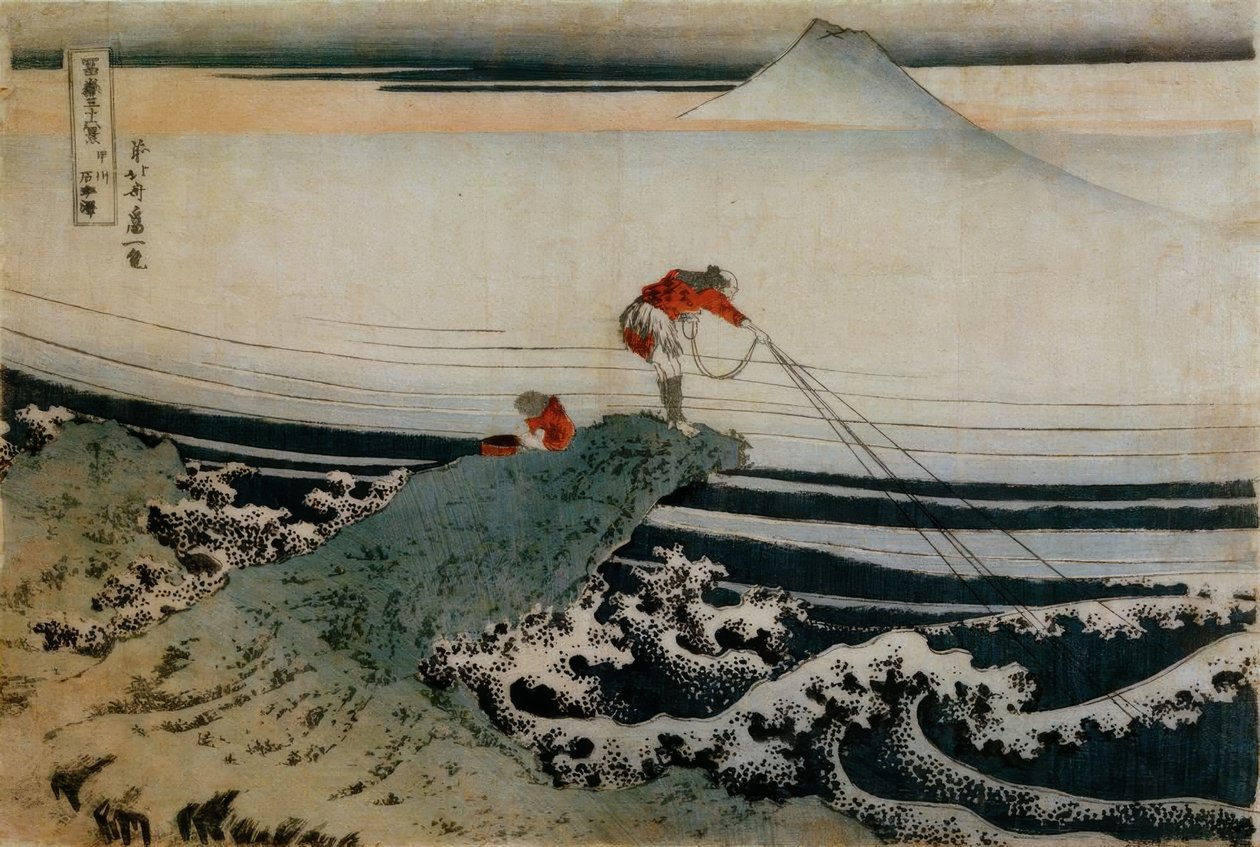 Vissers bij Kajikazawa door Katsushika Hokusai