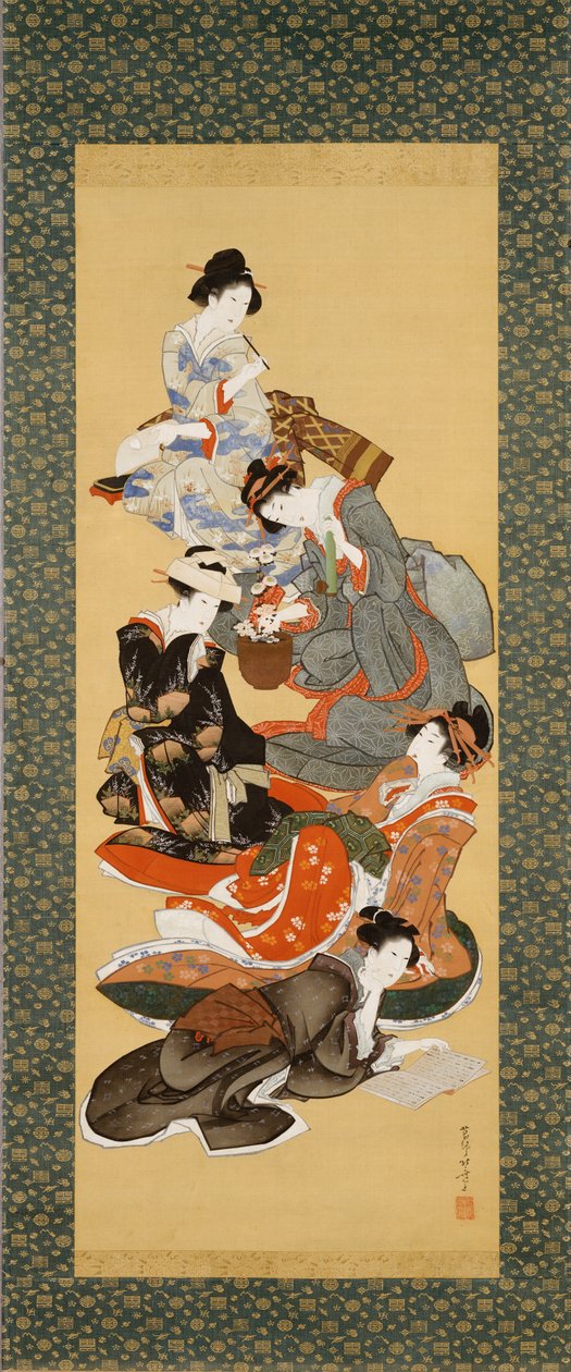 Vijf mooie vrouwen door Katsushika Hokusai