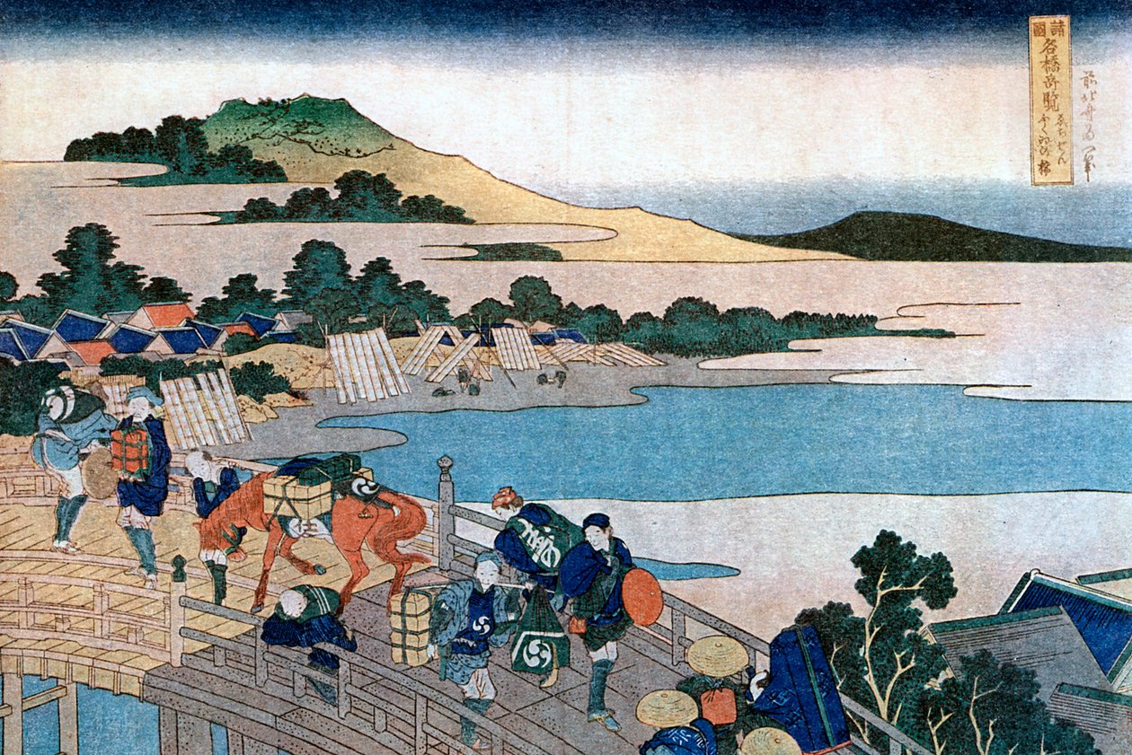Fukui-brug, provincie Echizen door Katsushika Hokusai