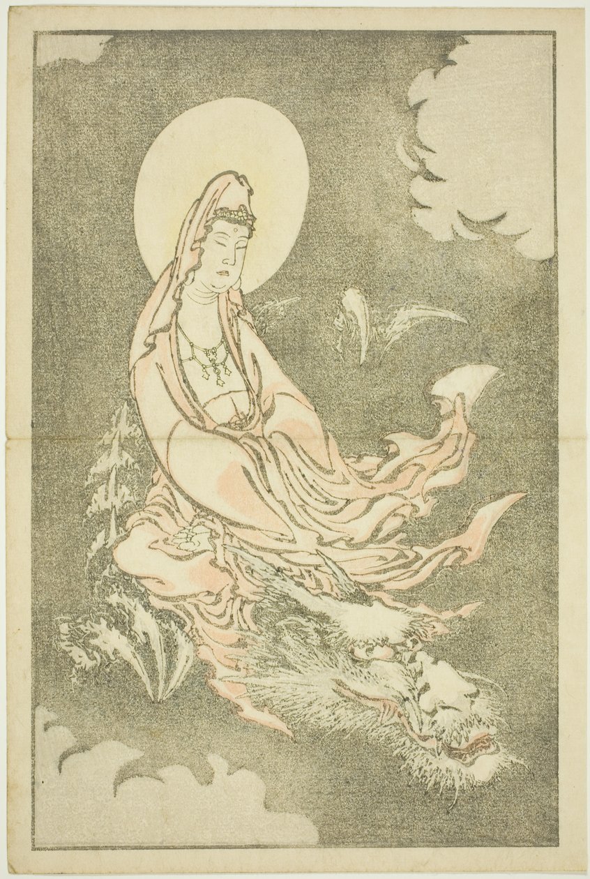 Godin die op een Draak Rijdt, uit Het Prentenboek van Realistische Schilderijen van Hokusai door Katsushika Hokusai