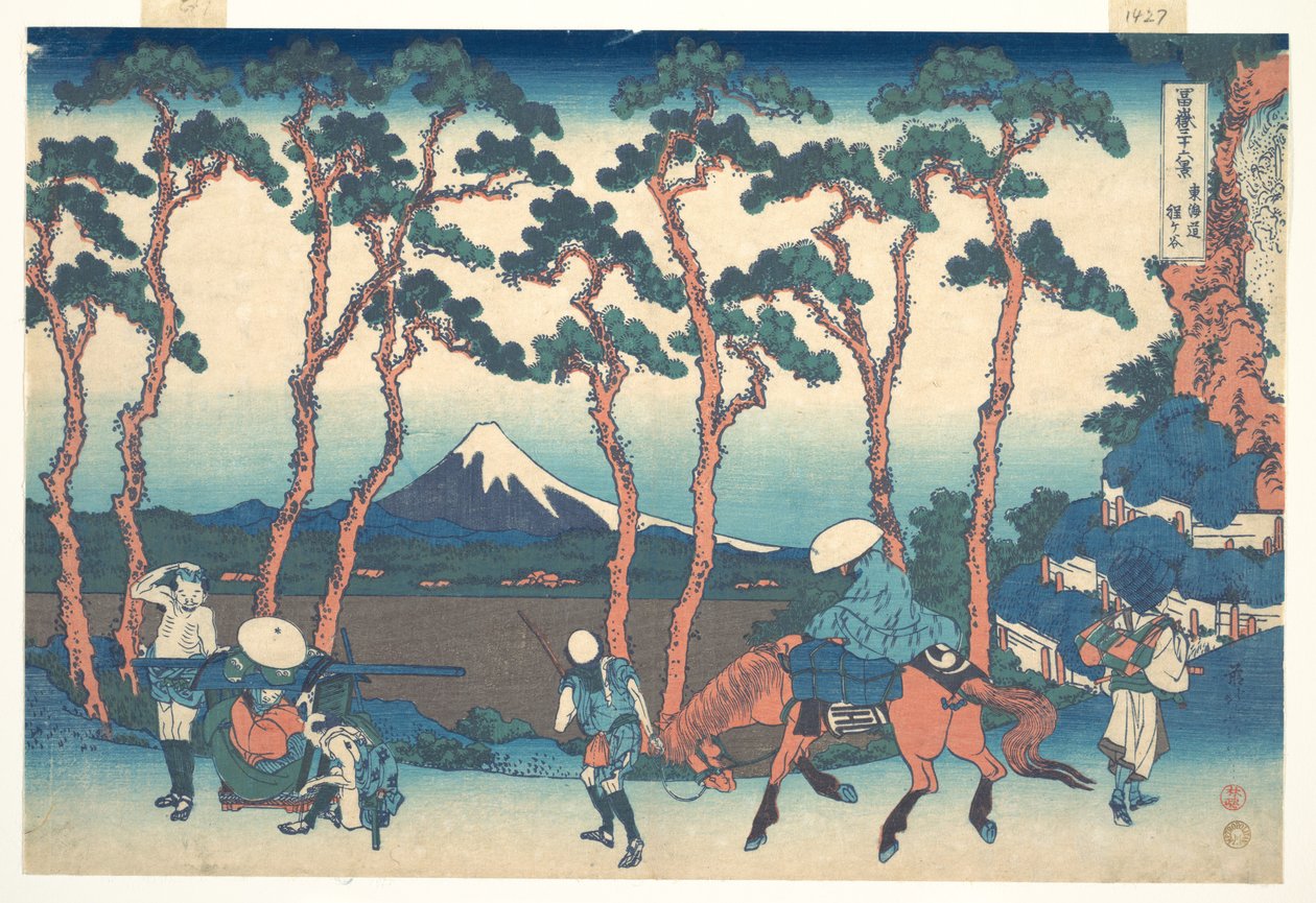 Hodogaya aan de Tōkaidō (Tōkaidō Hodogaya), uit de serie Zesendertig gezichten op de berg Fuji (Fugaku sanjūrokkei) door Katsushika Hokusai