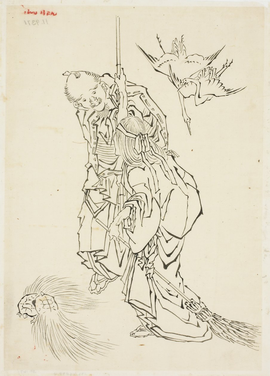 Jo en Uba; Thema van Takasago, ca. 1815-1849 door Katsushika Hokusai