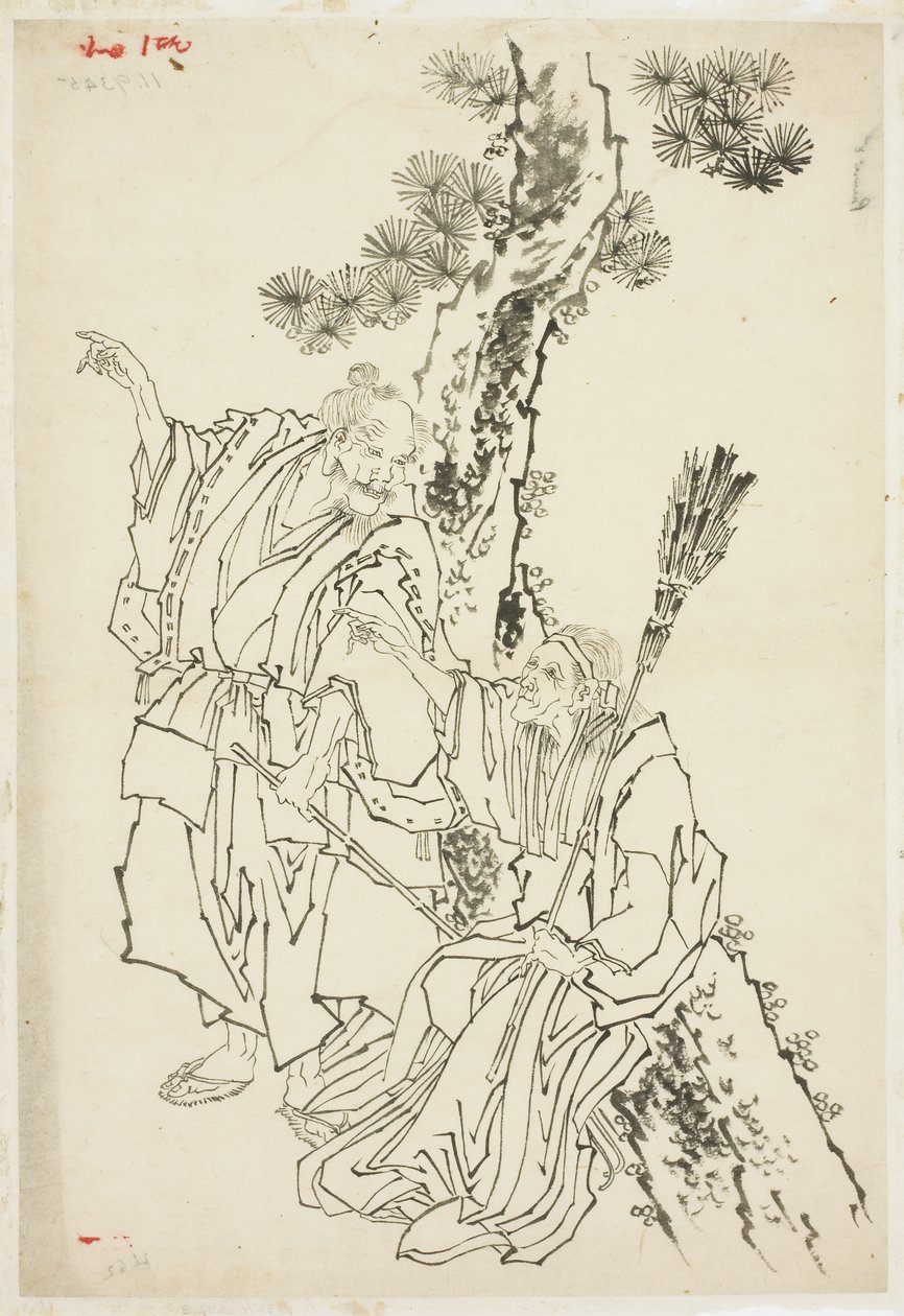 Jo en Uba; Thema van Takasago, ca. 1815-49 door Katsushika Hokusai
