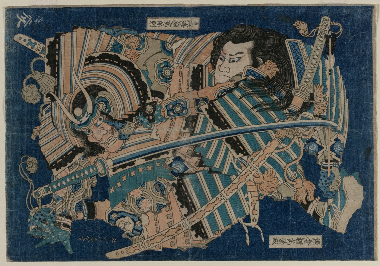 Kamakura no Gengoro die Torinoumi Tasaburo Vangt, begin 1830s door Katsushika Hokusai