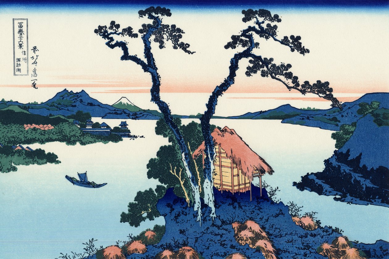 Lake Suwa in de Shinano provincie door Katsushika Hokusai