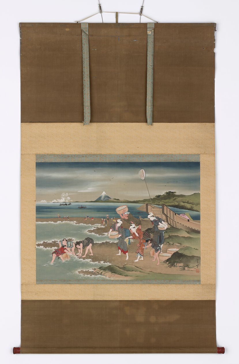 Landschap: schelpenzoekers aan de kust, laat 18e-begin 19e eeuw door Katsushika Hokusai