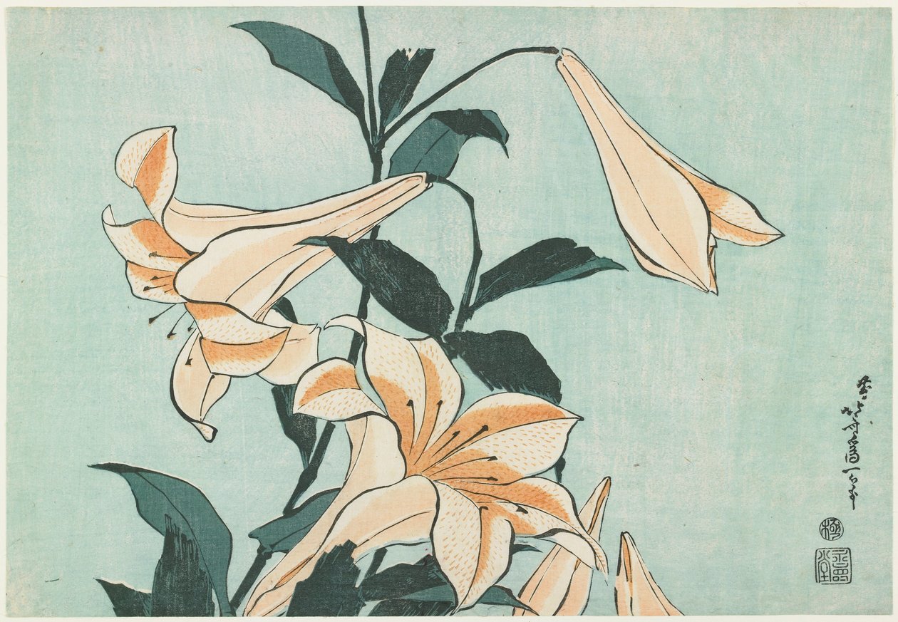 Lelies door Katsushika Hokusai