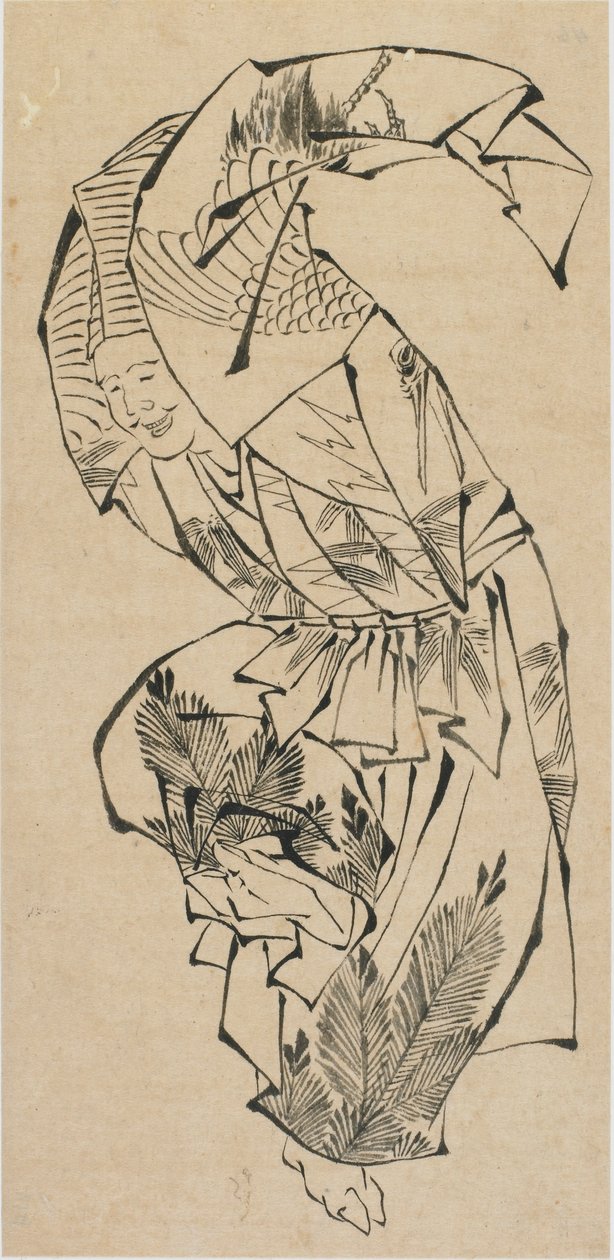 Mannelijke danser, Manzai, laat 18e-begin 19e eeuw door Katsushika Hokusai
