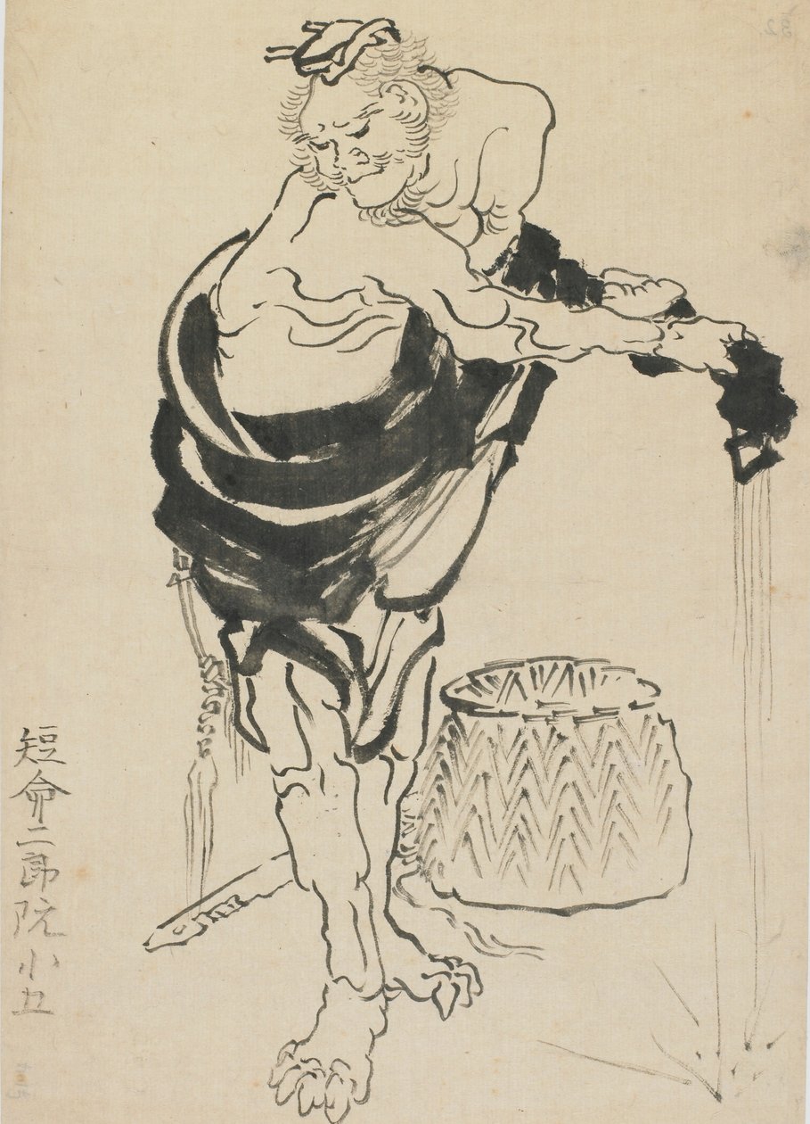 Man die zijn gewaad uitwringt door Katsushika Hokusai