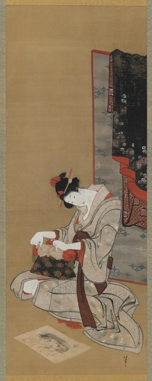 Nieuwjaarsgebruik: Make-up op de nieuwjaarsochtend, Edo-periode, ca. 1806-11 door Katsushika Hokusai