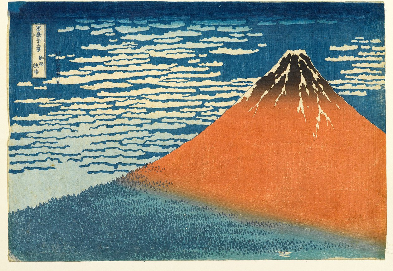 Nr. 8 Fuji bij helder weer/ Rode Fuji, Edo-periode, ca. 1831-33 (houtsnede op papier) door Katsushika Hokusai