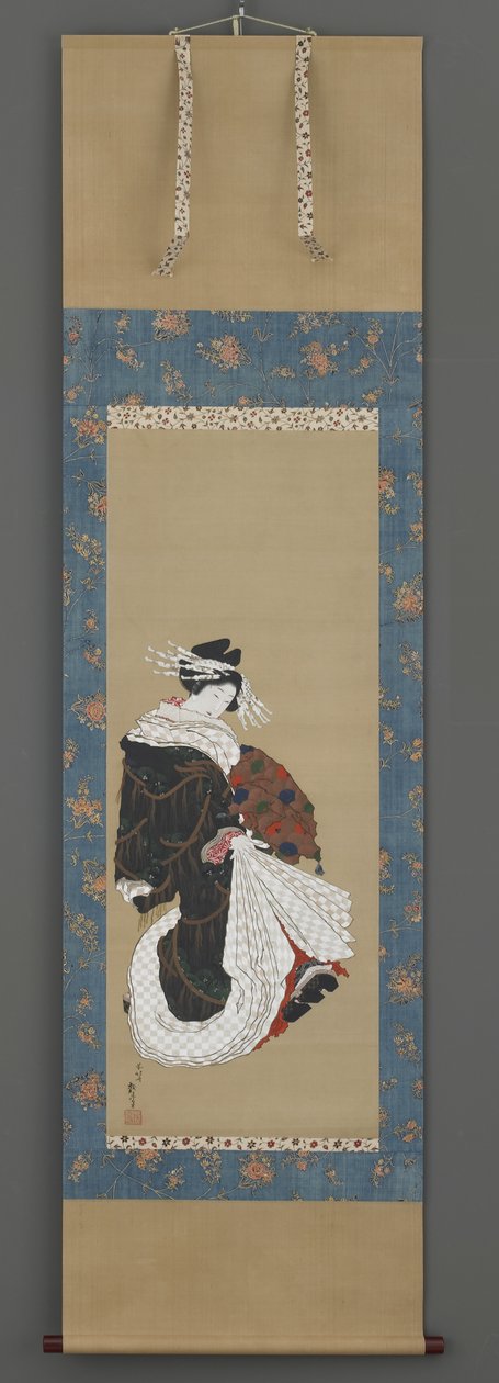Portret van een Wandelende Courtisane door Katsushika Hokusai