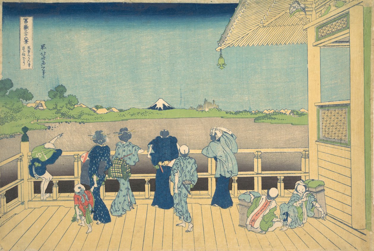 Sazai Hall in de Tempel van de Vijfhonderd Arhats Gohyaku Rakanji Sazaido, ca. 1830-32 door Katsushika Hokusai