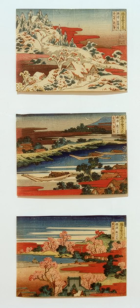 Sneeuw, Maan en Bloemen in Mooie Landschappen door Katsushika Hokusai