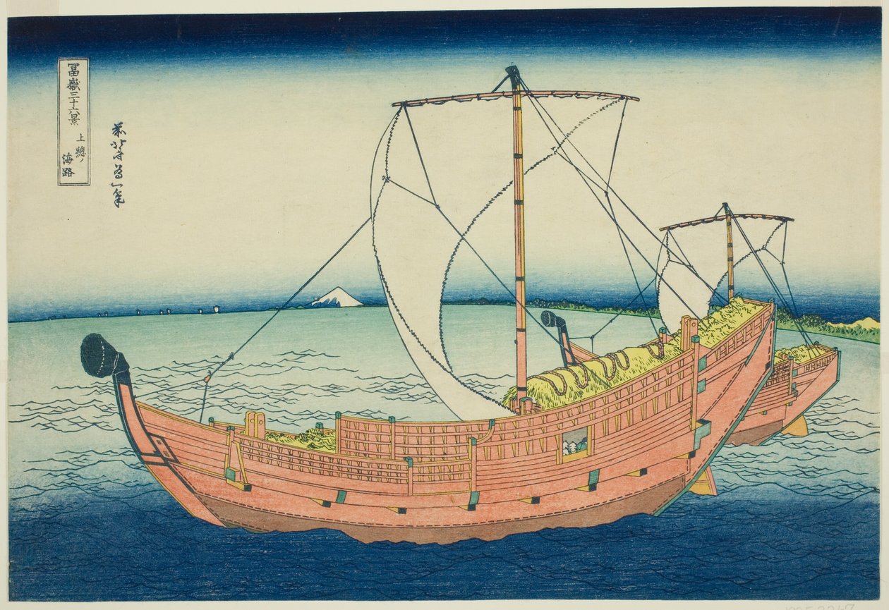 Zeeweg bij de provincie Kazusa, uit de serie "Zesendertig gezichten op de berg Fuji" door Katsushika Hokusai