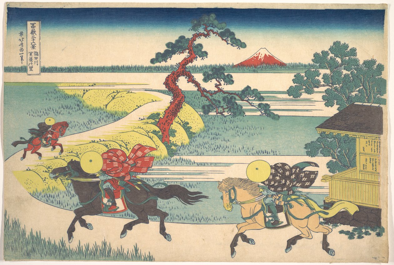 Het dorp Sekiya aan de Sumida-rivier (Sumidagawa Sekiya no sato), uit de serie Zesendertig gezichten op de berg Fuji (Fugaku sanjūrokkei) door Katsushika Hokusai