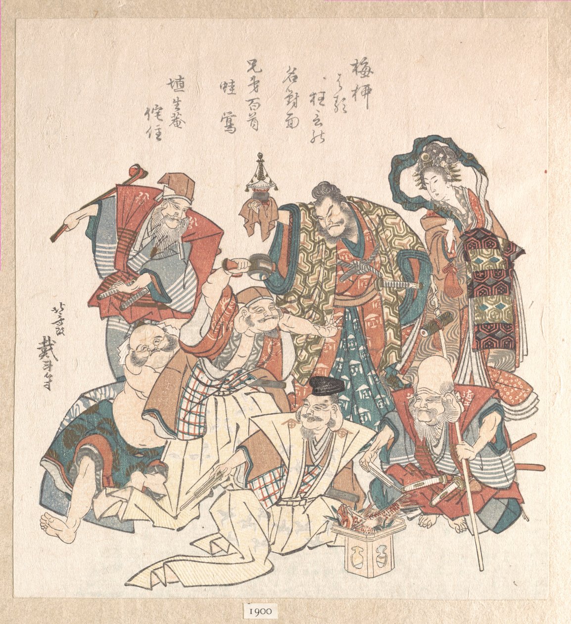 De zeven goden van het geluk door Katsushika Hokusai