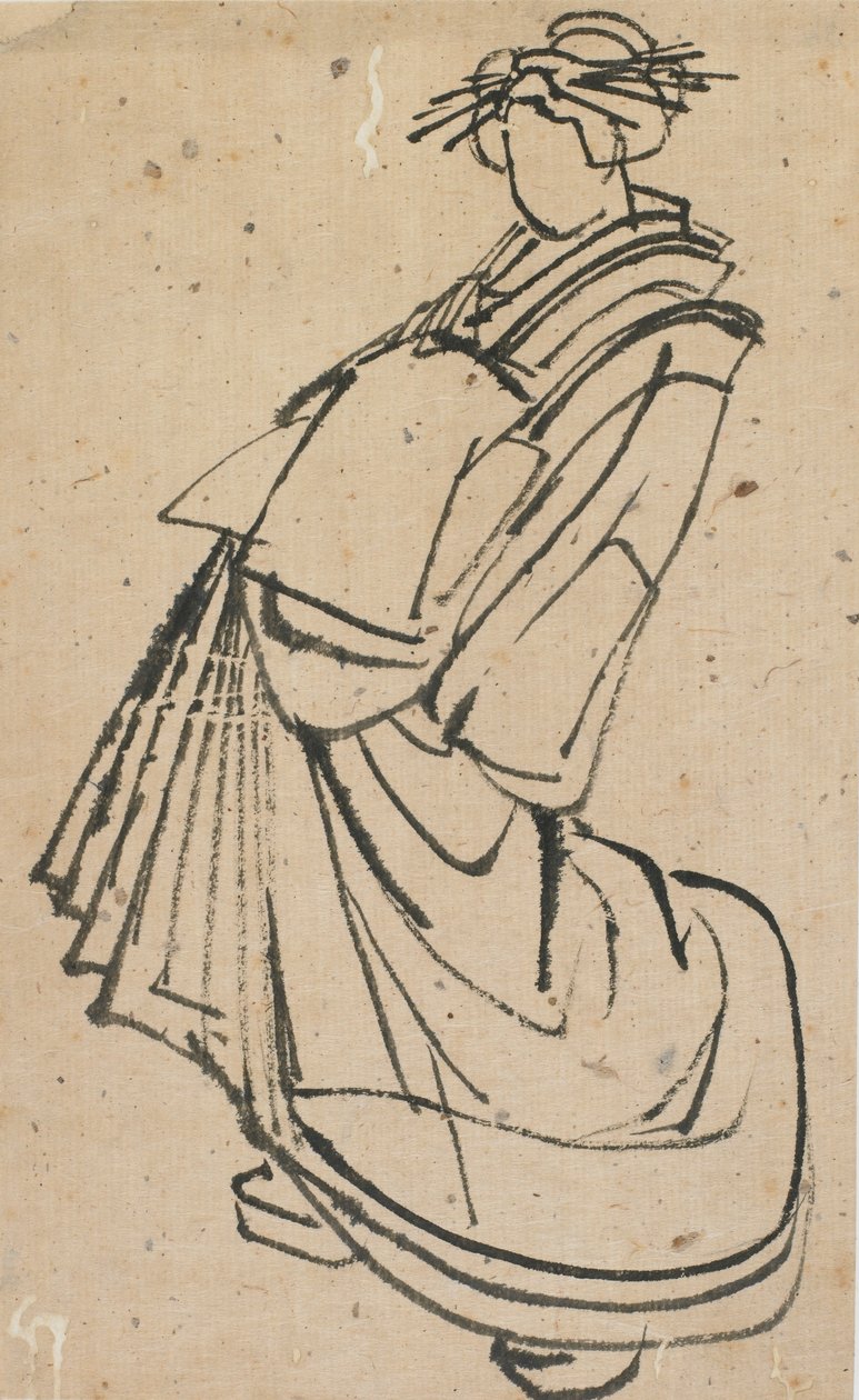 Schets van een courtisane, eind 18e-begin 19e eeuw door Katsushika Hokusai